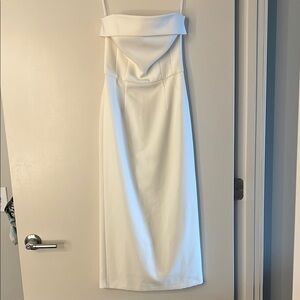 French Connection Strapless White Midi Dress